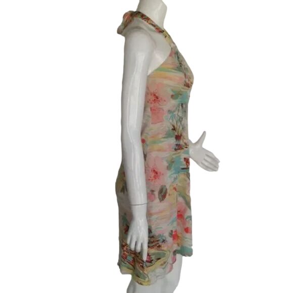 TOMMY BAHAMA Halter Dress, S, Beach/Island Print Hibiscus/Palm Trees, Multicolor - Picture 5 of 12